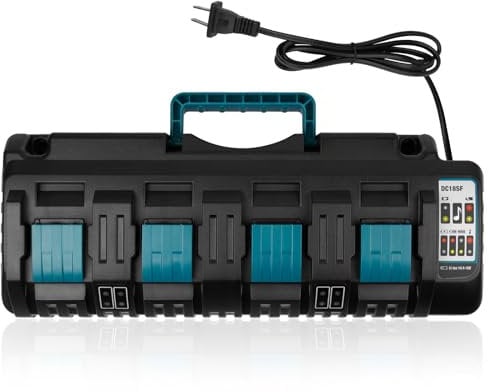 PENGJBATTER DC18SF 14.4V/18V Charger Replacement for Makita 18V Charger, 18V 4-Port Lithium Fast Charger with USB Ports Compatible with Makita 14.4V-18V Charger DC18RC DC18RD and