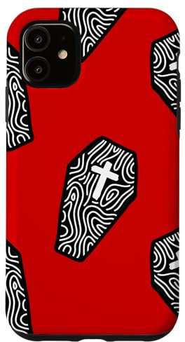 Coque pour iPhone 11 Cercueil d'Halloween croix tombe noir effrayant gothique cercueil