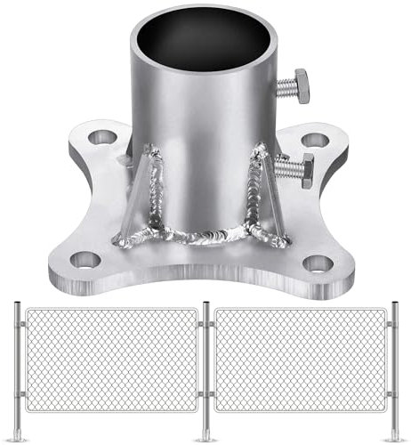 Zonon 1 Pcs 2 1/2 Posts (2 3/8 OD) Chain Link Fence Post Floor Flange with 2 Set Screws, Chain Link Fencing or Steel Round Posts, Pipe Flange Galvanized Fence Post, Fence Post Base