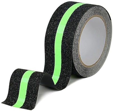 CHUANGSEED 1 Roll Glow In The Dark Anti-Slip Tape Safety High Friction Self-Adhesive Tape for Stairs, 50mm x 5m Fluorescent Tape, Home, Office, Workshop Use