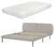 [en.casa] Bett Porvoo mit Matratze 160 x 200 cm Doppelbett Bettgestell mit Kopfteil Bezug aus Samt Holzbett max. 220 kg Polsterbett mit Lattenrost Beige