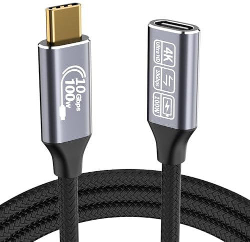 CAKOBLE Alargador USB C 2m, 10Gbps 100W/5A Extensión Macho y Hembra Compatible Con 3.1/3.2, 4K @ 144Hz Cable Para iPhone 16/15 Pro Max, MacBook Pro/Air, Galaxy S24/S23