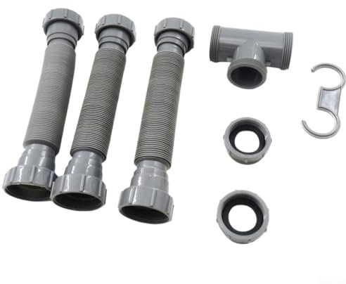 Adjustable Double Sink Drain Kit, Flexible Waste Pipe Sink Drain PFlexible 1-1/2 And 1-1/4 Inch P Trap Sink Drain, For Bathroom Kitchen Sink