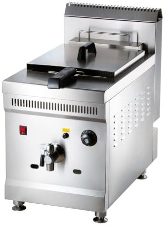 Romux® - Freidora a Gas Simple 18 Litros Sobremesa | Freidora Industrial para Hostelería de Calentamiento Rápido para una Fritura Profesional para Bares y Restaurantes