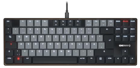 CHERRY KC 500 MX LP TKL, Mechanische Low-Profile-Tastatur ohne Nummernblock, Deutsches Layout (QWERTZ), Kabelgebunden (USB-A), MX LP 2.0 Ivory Switches, Schwarz