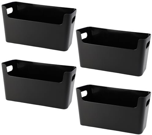 FYting Aufbewahrungskorb,4 Stück Badezimmer Organizer, Schubladen Organizer,Schminktisch Organizer,U-Port-Organizer Box für Schreibwaren, Socken, Unterwäsche, Datenkabel(Schwarz,25.5 x 13.5 x 8 cm)