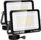 RIGIDON LED Strahler Außen & Innen mit Stecker, 2x 100W 10000LM 230V Spotlight, Fluter Scheinwerfer Flutlicht für Garten Garage Terrassen Hof, Baustellen Arbeitsstrahler, 3000K Warmweiß Wasserdicht