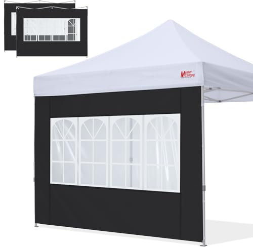 MASTERCANOPY Kirchenfenster-Seitenwandpaneele Sonnenwand für 3 x 3 m Instant-Pavillon, Pop-Up-Pavillon-Zelt, nur Seitenwände, schwarz