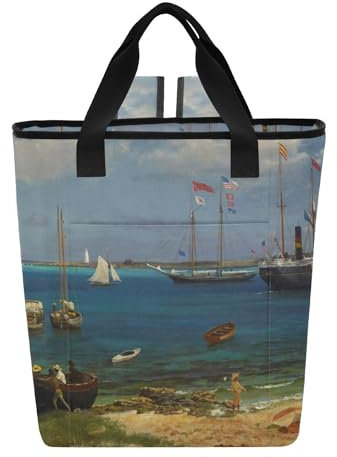 Nassau Harbor Ölgemälde, leicht, isoliert, Kühler, 36 Dosen, große Lunchtasche für Damen, 35 x 15 x 41 cm