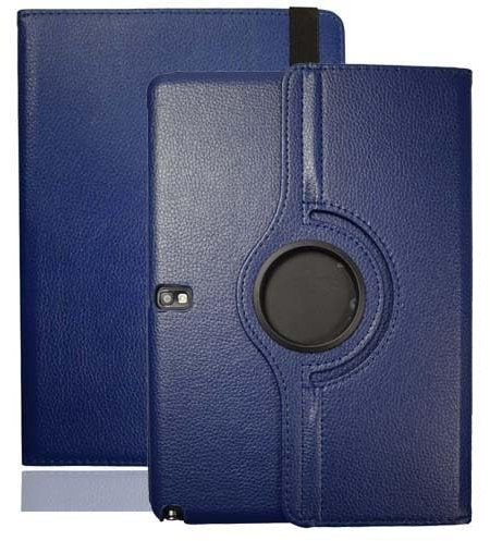 Funda protectora para tablet Galaxy Note 10.1 versión 2014, adecuada para Samsung Note 10.1 modelo SM-P600 P601 P605 funda protectora con soporte giratorio de 360 grados, con bolsillo magnético (azul)