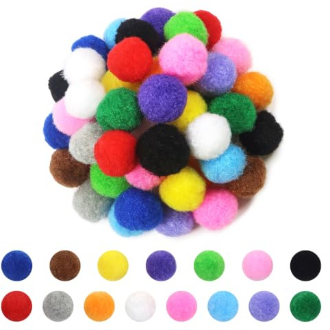 TOAOB 50 Stück Pompons zum Basteln Groß 3cm Bunte Pompom Flauschigen Plüsch set Bälle Kunst Bommel für Lustige DIY Kreative Handwerk