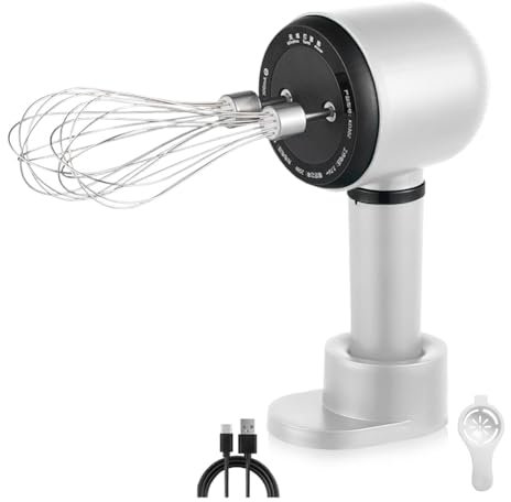 Fuhjythy Electric Hand Mixer,Wireless Portable Hand Whisk with Rechargeable 3 Speeds and 2 Whisk for Baking Whisk Milk Cream