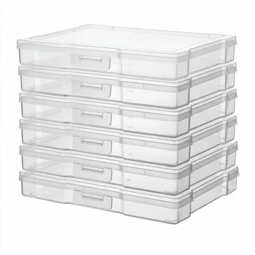 novelinks 6 Pack 5x7 Clear Photo Storage Boxes and Photo Box Organizers | Photo Storage Containers, Task Boxes for Special Education, Board Game Organizer, Puzzle Storage Box, Picture Organizer