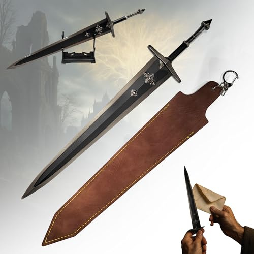 Elden Ring Greatsword of Solitude Brieföffner XL 30,5cm | Großschwert der Einsamkeit mit Scheide | Shadow of the Erdtree Waffe aus Metall | Gaming Deko & Sammlerstück