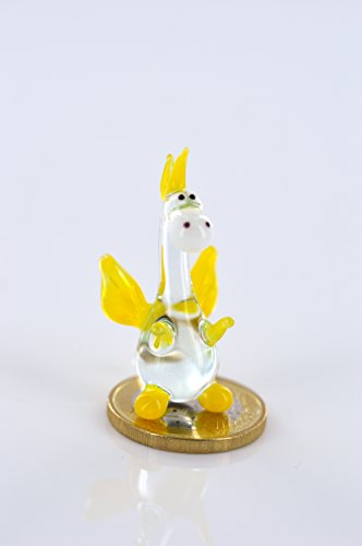 Drache Klar Gelb Miniatur - Figur aus Glas - Glasfigur Gelber Drachen Mini 2 - Glastier Deko Setzkasten Vitrine