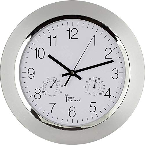 Eurotime 56004 Funk Wanduhr 34cm x 5cm Silber