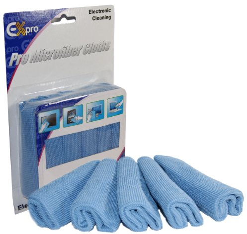 Ex-Pro® - Pack of 5 - Optical Microfibre SCREEN/LENS Cleaning Cloth - Suitable for Plasma, LCD, TFT, Camera Lens, Tablet, Samrtphones etc.