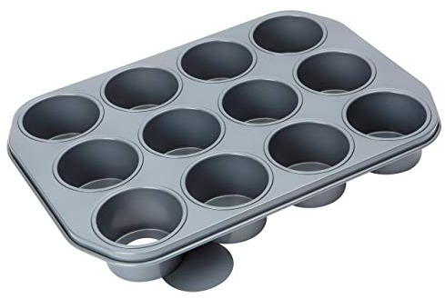 Baker's Pride Professionelle Backform mit 12 Mulden (7,5 x 4,5 cm) und Hebeböden, antihaftbeschichtet
