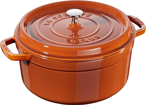 STAUB Asador/Cocotte de hierro fundido, Redondo 24 cm, 3,8 L, Canela