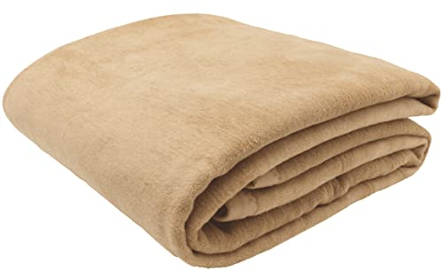 ZOLLNER Kuscheldecke flauschig in 220x240 cm - weiche und langlebige Sofadecke in Sand - waschbar bis 40°C - Mischgewebe - mit elegantem Einfassband - Hotelqualität - Oeko Tex® Zertifiziert