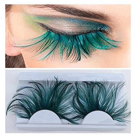 ALINT 1 paire de cils à la main artificielle cils maquillage spécial mascarade étape vert super doux plume faux cils