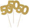 Number 50 Cupcake Toppers - 12pk Cake Decoration, Birthday, Anniversary, Pick, Pics, Fifty (Gold Glitter)
