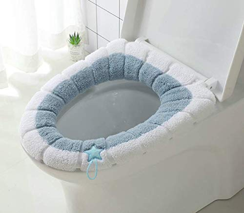 WC-Sitzbezug, Toilettensitzbezug, Kissen mit Aufhängeschlaufe, Badezimmer, weich und warm, waschbar, 2 Stück