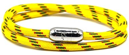 KAROO EARTH JEWELLERY Rope Bracelet | Unisex Braided Paracord Nautical Double Wrap Bracelet with strong Magnetic Clasp | Waterproof surfer bracelet (Medium Wrist (18-20cm), Yellow with Silver Clasp)