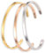 bracelet jonc réglable argent or et or rose en acier inoxydable - lot de 3 bracelets - résiste à l eau - bijou de plage d'été - cadeau femme fille