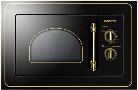 Infiniton Microondas Integracion Rustico IMW-RU20, 800W, Grill 1000W, apertura con tirador, 24,5 cm plato, 8 programas, temporizador 95 min
