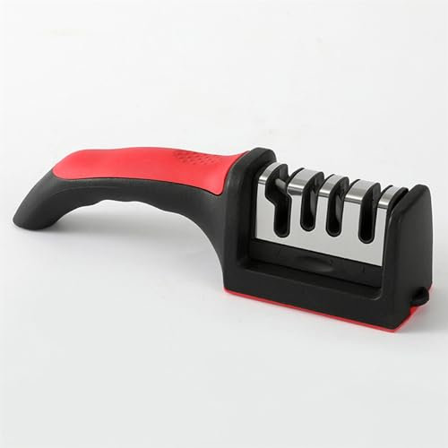 Messerschärfer| Manuelle Messerschärfer| 4 Stufen Küchenmesserschärfer| Ergonomischer Griff| Messerschärfer| für Grobschliff und Präzisionsschärfen (Abschnitt B)