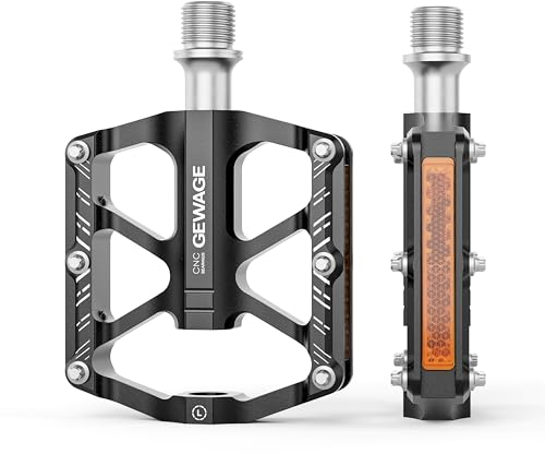 GEWAGE Falträder Pedale Mit Reflektoren, 9/16 Zoll rutschfeste CNC Aluminium Plattform für Falträder, Mini Velo Fahrräder, Kinderfahrräder (Schwarz)