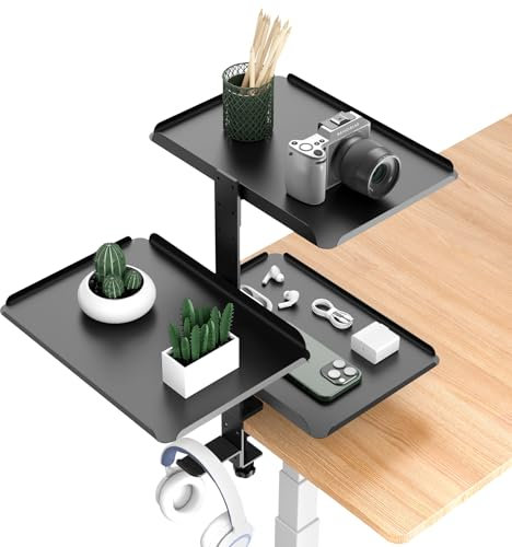 HAQIUHETO Seitenständer schreibtisch organizer,Klemmregal für Schreibtische, Computerperipheriegeräte organizer für Büro Tisch Schminktisch Zuhause Büro(Schwarz)