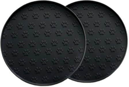 Cat Food Mat Silicone Pet Feeding Mat, Non-Slip Dog Bowl Mat, Placemat for pet Waterproof Tray To Protect The Floor (2Pack Black, 28x28 CM)