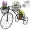 RELAX4LIFE Tricycle Étagère à Plantes en Métal avec 3 Corbeilles de Hauteurs Différentes, Support de Pot de plante Intérieur Extérieur avec 3 Roues pour Jardin Balcon Fleuristes Terasse (Noir)