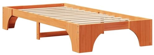 vidaXL Cadre de lit Marron Cire 80 x 200 cm Bois Massif en pin, Station de Sommeil Moderne, lit Flexible pour Un relooking de Chambre, Cadre stylé, Structure Solide pour des Nuits paisibles.