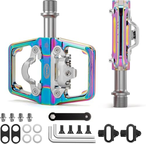 Mountainbike-Pedale kompatibel mit Shimano SPD Cleats – beidseitige Plattform- und Klickpedale, 9/16” Fahrradplattform- und Klickpedale für Rennrad, MTB und Hybridräder