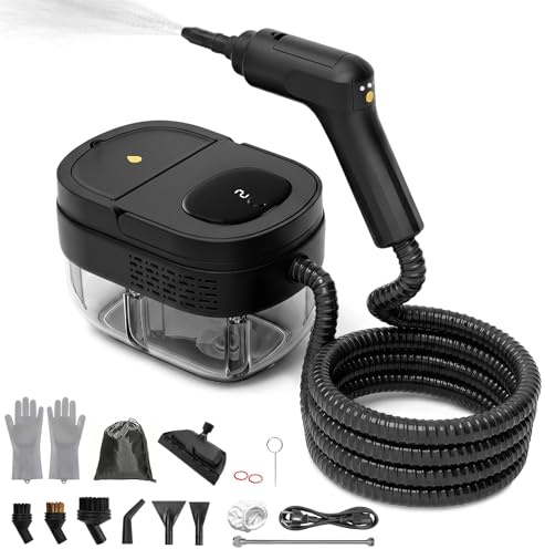 Dcceeo Vaporeta Limpieza Hogar, 2500W Limpiador a Vapor de Mano con Mango Regulable en 3 Niveles y Depósito de Agua 1600ML Limpiadoras a Vapor Portátil para Limpiar Cocinas, Baños, Coches, Ventanas