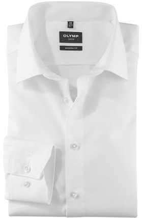 OLYMP Slim Hemd Langarm m Long Kent Kragen [Textilien], 45, Farbe: 01 Weiß