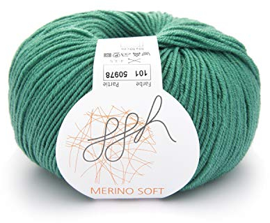 ggh Merino Soft - 100% Schurwolle (Merinowolle - Superwash) - 50g Wolle zum Stricken oder Häkeln/Farbe 101 - Norseegrün