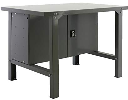 Simonwork BT6 Industrie-Werkbank mit Schrank, Metallic-Grau, Simonrack 830 x 1200 x 730 mm, robuste Werkbank, 800 kg Kapazität pro Regal, Grau