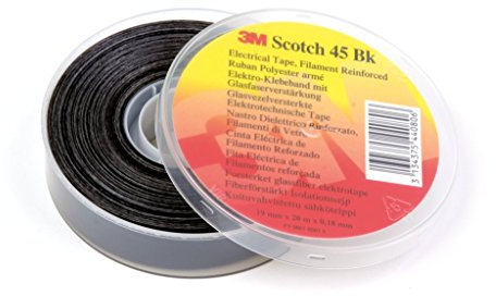 3M 45BK1920 Scotch Glasfaserverstärktes Polyesterband, 19 mm x 20 m, 0,2 mm, Schwarz