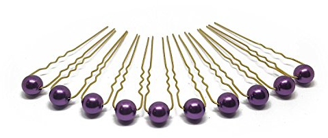 10 x Perlen Haarnadeln - Brauthaarschmuck, Haarschmuck, Perlenhaarnadel | 10PG - Lila