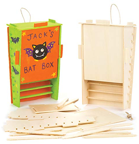 Baker Ross AV440 Wooden Bat Box Kits - Pack of 2, Perfect for Children to Design and Decorate