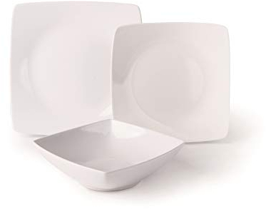 Excelsa Cuadro Servicio Platos 18 Piezas Cerámica, Blanco