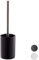 Relaxdays WC-Garnitur Keramik, WC-Bürstenhalter mit Toilettenbürste, Wechselbürstenkopf, freistehend, 36 cm, schwarz