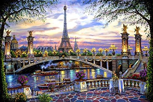 1000 Pieces Puzzles for Adult Wooden Jigsaw Puzzle 1000 Piece Puzzle Adult Children Elderly Puzzle Flower Eiffel Tower Paris Bridge Puzzle Gift for Mom Dad Family Friend Home Decor Wall Art 29.5x20IN