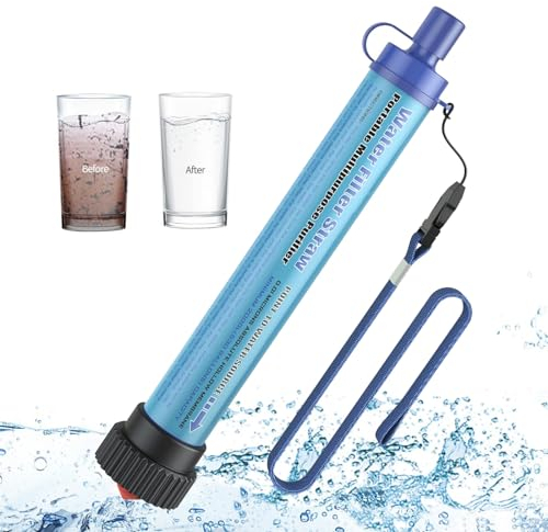 Lixada Outdoor Wasserfilter System Stroh Wasserfilter Filter Untergewinde Ultrafiltration Film Design für Notfall Camping Reisen Wandern