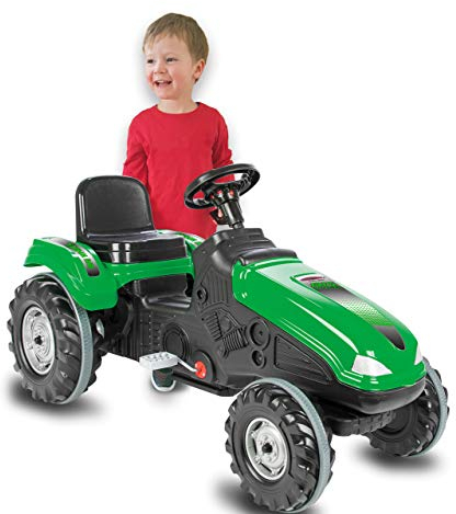 Trettraktor Big Wheel – Kippschutz, bis 60KG, leichtgängiges Lenkradsystem, Hupe, Verstellbarer Sitz, Motorhaube aufklappbar, Anhängerkupplung