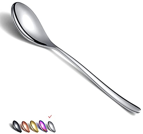 HOMQUEN Cucchiai Per la Cena 6 Pezzi da 8,1 Pollici in Acciaio Inossidabile Cucchiaio da Minestra Cucchiaio da Dessert Cucchiaio Posate Per Cucina di Casa o Ristorante (Argento)